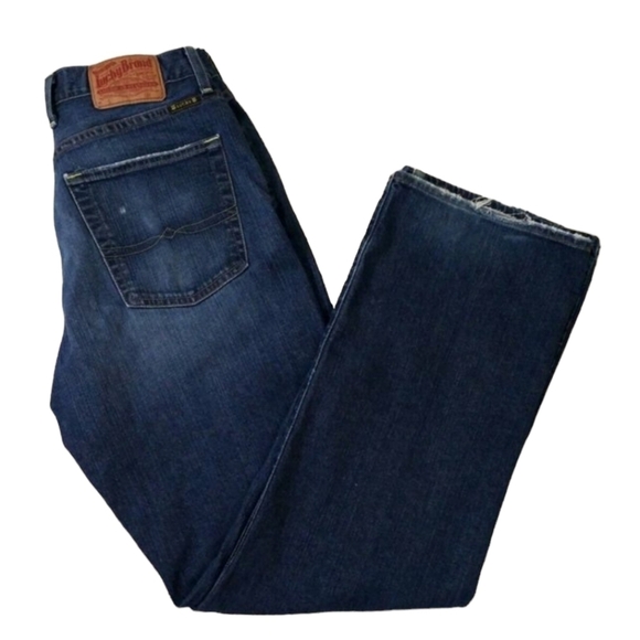 Lucky Brand~Mens 32'"×32"~Blue Distressed DUNGAREES Jeans Classic Fit Regular - Picture 2 of 10